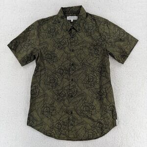 Ezekiel Shirt Mens Small Green Geometric Print Short Sleeve Button Up Casual